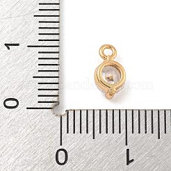 Flache runde Messing Mikro ebnen Zirkonia Anhänger / charms&nbsp;KK-Z072-02KCG-01