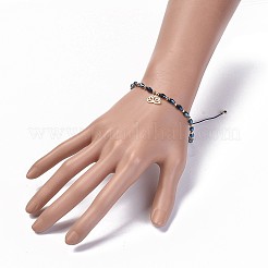Bracciali con perline intrecciate in vetro galvanizzato&nbsp;BJEW-JB04307-01