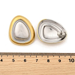 Zweifarbige dreieckige Ohrstecker aus 304 Edelstahl&nbsp;EJEW-Z116-03GP-01