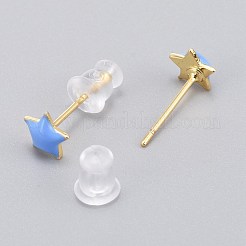 Orecchini a bottone in ottone smaltato&nbsp;EJEW-L231-67B