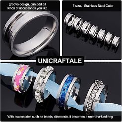 21 Stück 7 Größen 201 Edelstahl geriffelter Fingerring für Frauen&nbsp;RJEW-DC0001-08
