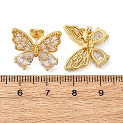 Latón micro pave aretes de circonita cúbica transparente&nbsp;EJEW-D322-02G