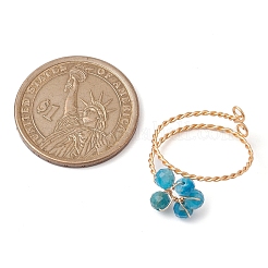 Bagues réglables en apatite naturelle fleur&nbsp;RJEW-TA00126-03