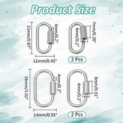 4 Stück 2 Stile 304 Edelstahl Schraube Karabiner Schloss Charms&nbsp;STAS-NB0001-85P