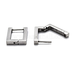 Orecchini a cerchio rettangolari huggie in acciaio inossidabile 304 anti-ossidazione&nbsp;STAS-J033-10A-P