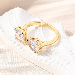 Anillos de puño de circonita cúbica micro pavé de latón para mujer&nbsp;RJEW-F181-08G-01