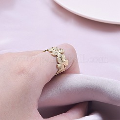 Anello patchwork a forma di fiore in acciaio inossidabile 304&nbsp;QE2937-2