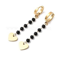 Boucles d'oreilles créoles en verre et acier inoxydable 304 en forme de cœur&nbsp;EJEW-G453-13G