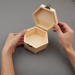 Boîte à bijoux en bois de pin non fini&nbsp;CON-WH0072-08