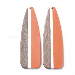 Gros pendentifs en résine opaque et bois de noyer&nbsp;RESI-T035-40A