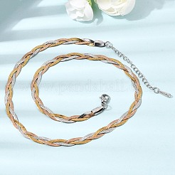 Colliers unisexes en acier inoxydable 304 tressé à maille serpent plate&nbsp;NJEW-K305-12A-M