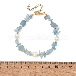 Bracelets pour femmes composés de perles d'aigue-marine brute naturelle et de perles de culture d'eau douce.&nbsp;BJEW-JB13971