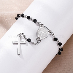 Braccialetti rosario perline di vetro&nbsp;BJEW-A032-04P-01