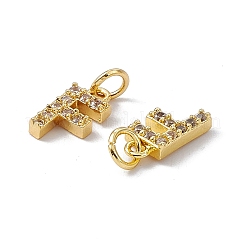 Véritable micro-pavé en laiton plaqué 18k or véritable breloques en zircone cubique transparente&nbsp;KK-E068-VB452-F