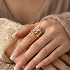 Offene Manschettenringe aus Edelstahl 304 mit Zirkonia-Pavé für Damen&nbsp;CA6223