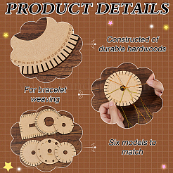 1 Set mit 6 Webbrettern zum Stricken von Armbändern aus Holz.&nbsp;TOOL-BC0002-99