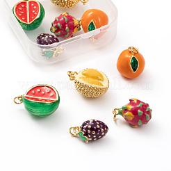 10 pz 5 pendenti smaltati in ottone a tema frutta in stile&nbsp;KK-LS0001-32