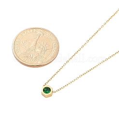 Colliers à chaîne et pendentif hexagonaux en acier inoxydable 304 avec placage ionique (IP) et zircone cubique&nbsp;NJEW-P320-16G-03