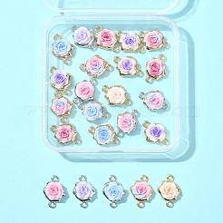 24 Stück 9 Farben Legierung & Harz Rose Blume Verbinder Charms&nbsp;FIND-FS0004-71