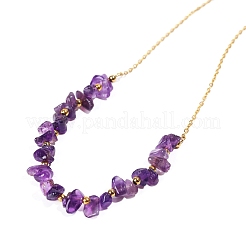 Améthyste naturelle colliers de perles puces&nbsp;PW-WG33493-02