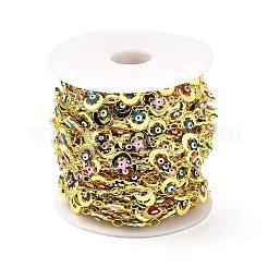 Luna e stella smaltate in ottone ecologico fatte a mano con catena a maglie malocchio&nbsp;CHC-I045-14G