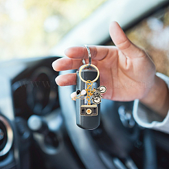 5 porte-clés pendentif en alliage émaillé en forme de montgolfière/appareil photo/vélo&nbsp;KEYC-NB0001-62