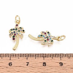 Pendentifs avec zircon cubiques à micro-pavés en laiton&nbsp;KK-T071-131G