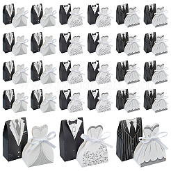 120 stücke 6 arten hochzeit kleid anzug geformt papier süßigkeiten verpackung boxen mit band&nbsp;CON-WR0001-16