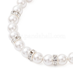 Braccialetto con perline di conchiglia rotonde e strass in ottone per donna&nbsp;BJEW-JB12871