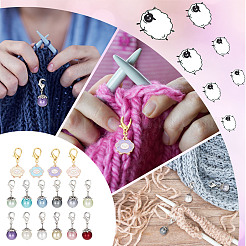 12 colgante de oveja esmaltado de aleación con adornos&nbsp;HJEW-SC0001-22