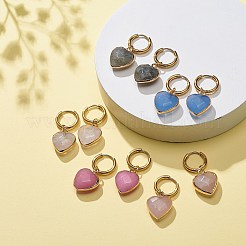 Natürlichen Edelstein Herzen baumeln Ohrringe&nbsp;EJEW-JE05068