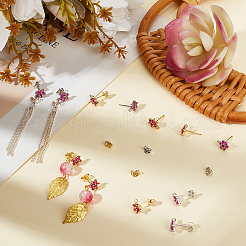 6 paire de boucles d'oreilles à tige en laiton bicolore avec micro pavé de zircones cubiques&nbsp;ZIRC-BBC0003-24B