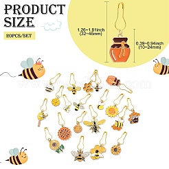 20 x Maschenmarkierer aus Emaille mit Bienenmotiv&nbsp;HJEW-CJ00066