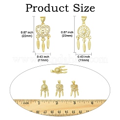 6 pièce 2 styles de pendentifs en laiton plaqué or véritable 18 carats avec micro pavé de zircones cubiques transparentes&nbsp;KK-CJ0002-86