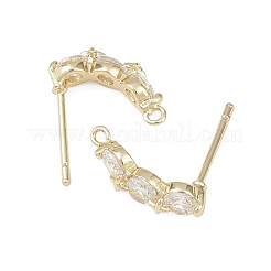 Boucles d'oreilles à tige rondes et plates en laiton avec micro pavé de zircones cubiques transparentes&nbsp;KK-F921-10G