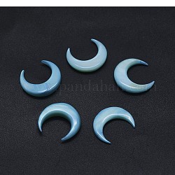 Оболочки кабошонов, окрашенные, луна, голубой, 32~37x30~33x2~8 мм