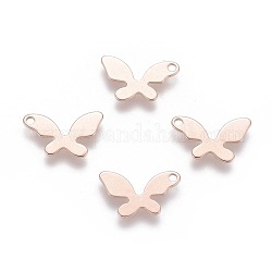 201 Stainless Steel Charms, Butterfly, Rose Gold, 8.5x14x0.8mm, Hole: 1.2mm