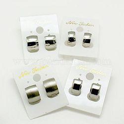 Fashion 304 Stainless Steel Huggie Hoop Earrings, Hypoallergenic Earrings, Thick Hoop Earrings, Stainless Steel Color, 12~13x13~13.5x6.5~9mm, Pin: 0.8mm