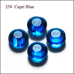 Imitation österreichischen Kristallperlen, Klasse aaa, facettiert, Flachrund, Verdeck blau, 6x3.5 mm, Bohrung: 0.7~0.9 mm