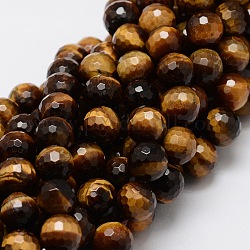 Facetas naturales tigre hebras de perlas ojo redondo, 8mm, agujero: 1 mm, aproximamente 50 pcs / cadena, 15.3 pulgada