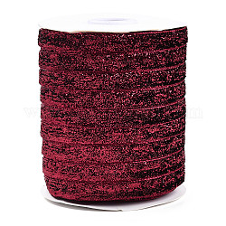 Ruban scintillant, ruban de polyester et nylon, rouge foncé, 3/8 pouce (9.5~10 mm), environ 50yards / rouleau (45.72m / rouleau)
