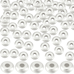 Beebeecraft 100Pcs Brass Spacer Beads, Long-Lasting Plated, Flat Round, 925 Sterling Silver Plated, 7x2mm, Hole: 1.5mm