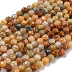 Chapelets de perles en agate fou naturel, ronde à facettes, 3mm, Trou: 0.8mm, Environ 136 pcs/chapelet, 16 pouce