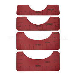 Righello per t-shirt in pvc, guida lo strumento di allineamento per centrare i disegni, rosso, 254x63.5~127mm, 4 pc