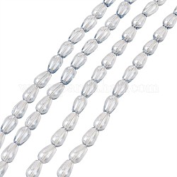 Placcare trasparente perle di vetro fili, lacrima, pieno arcobaleno placcato, azzurro acciaio chiaro, 8x13mm, Foro: 1 mm, circa 62pcs/filo, 31.5 pollice