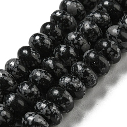 Synthetic Snowflake Obsidian Beads Strands, Rondelle, 8~8.5x5~5.5mm, Hole: 1.2mm, about 76~77pcs/strand, 15.20''~15.47