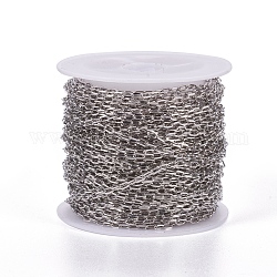 Brass Cable Chains, Diamond Cut Chains, Platinum, Unwelded, with Spool, Cadmium Free & Nickel Free & Lead Free, 4x2x1mm