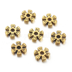 Perline di distanzaitore in lega, fiore, oro antico, 8x2mm, Foro: 1.6 mm
