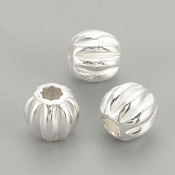 925 plata de ley perlas corrugadas, redondo, plata, 5x4.5mm, agujero: 1.5 mm