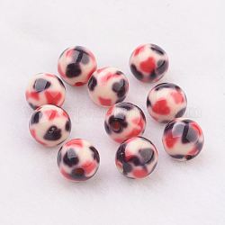 Spruzzare perle di resina dipinte, con il modello, tondo, colorato, 10mm, Foro: 2 mm